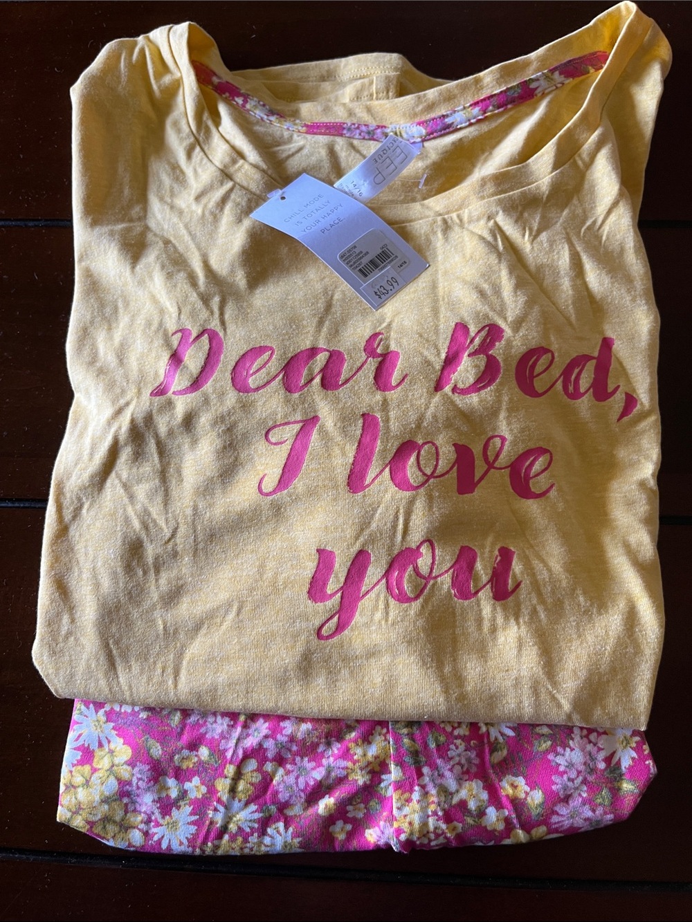 Cacique Yellow Lounge Tee with Pink Accent